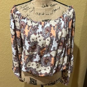 Entro paisley, off shoulder, long sleeve top, size L, NWT | offer in description